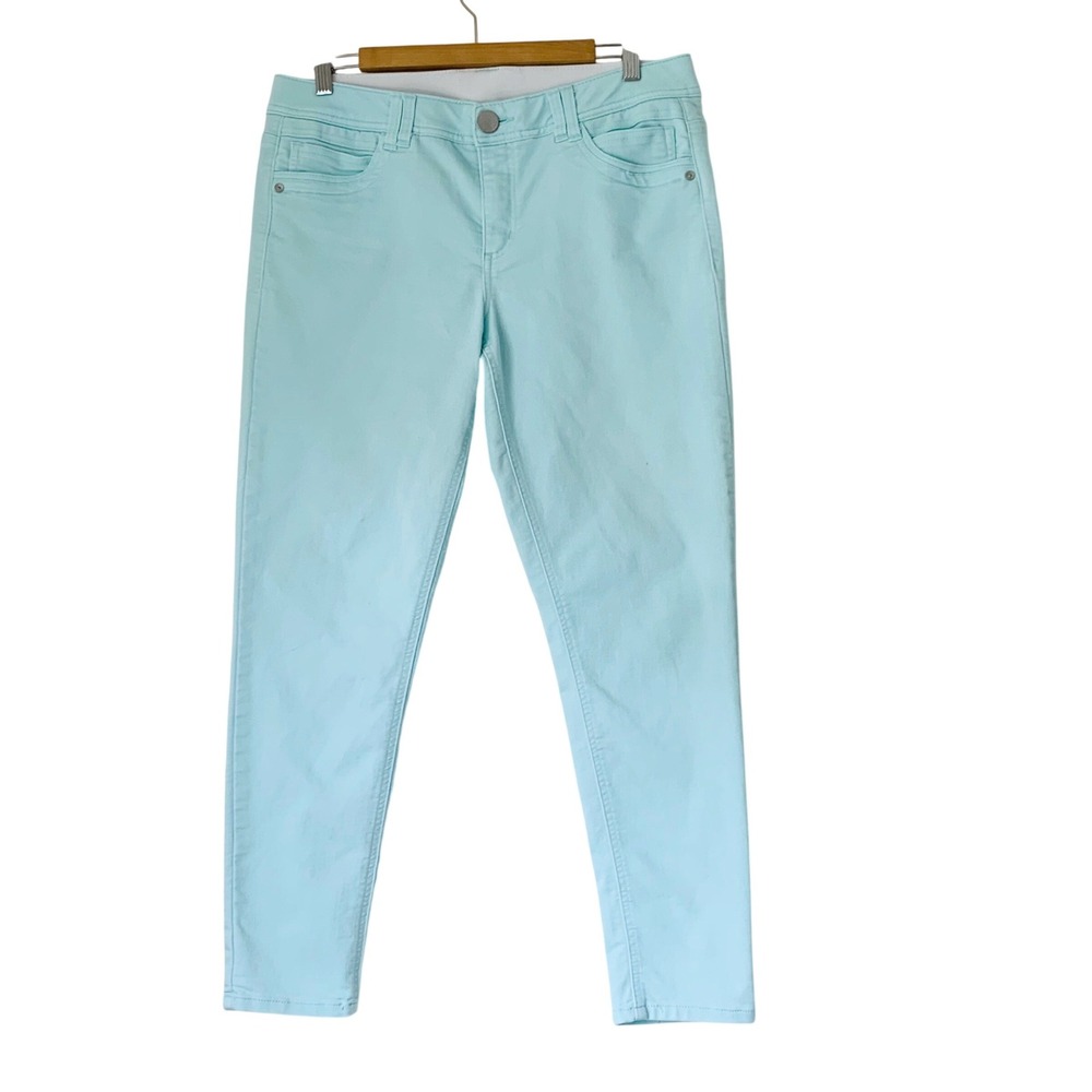 Democracy Pants Women 12 Light Blue Pastel Ankle Skinny Ab Solution Coastal Prep